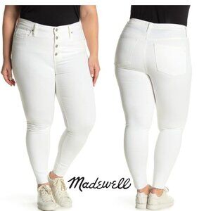 Madewell Women's Button-Fly High-Waist Raw Hem White Skinny Jeans W36" SZ 22 NWT